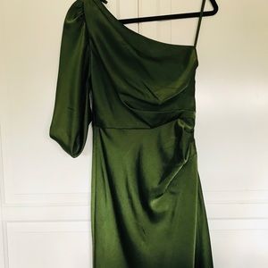 BCBG Maxazria Green One-Shoulder Cocktail Dress